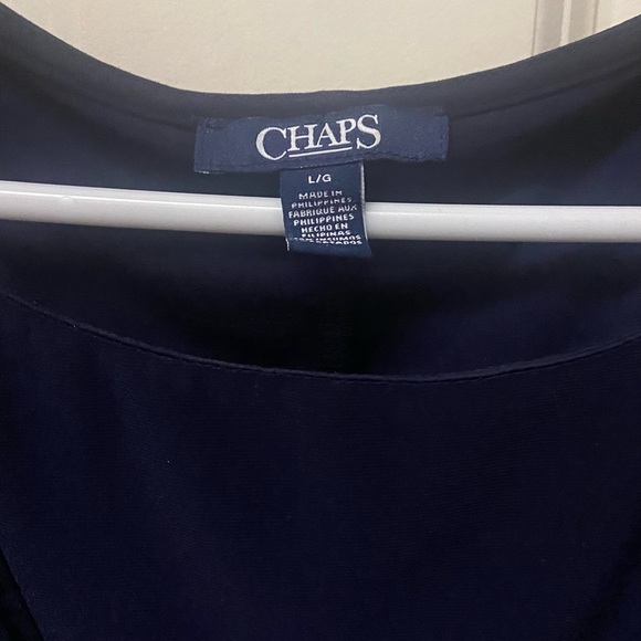 Chaps Navy Blue Cinched Long Sleeve Sheath Dress - Picture 3 of 4